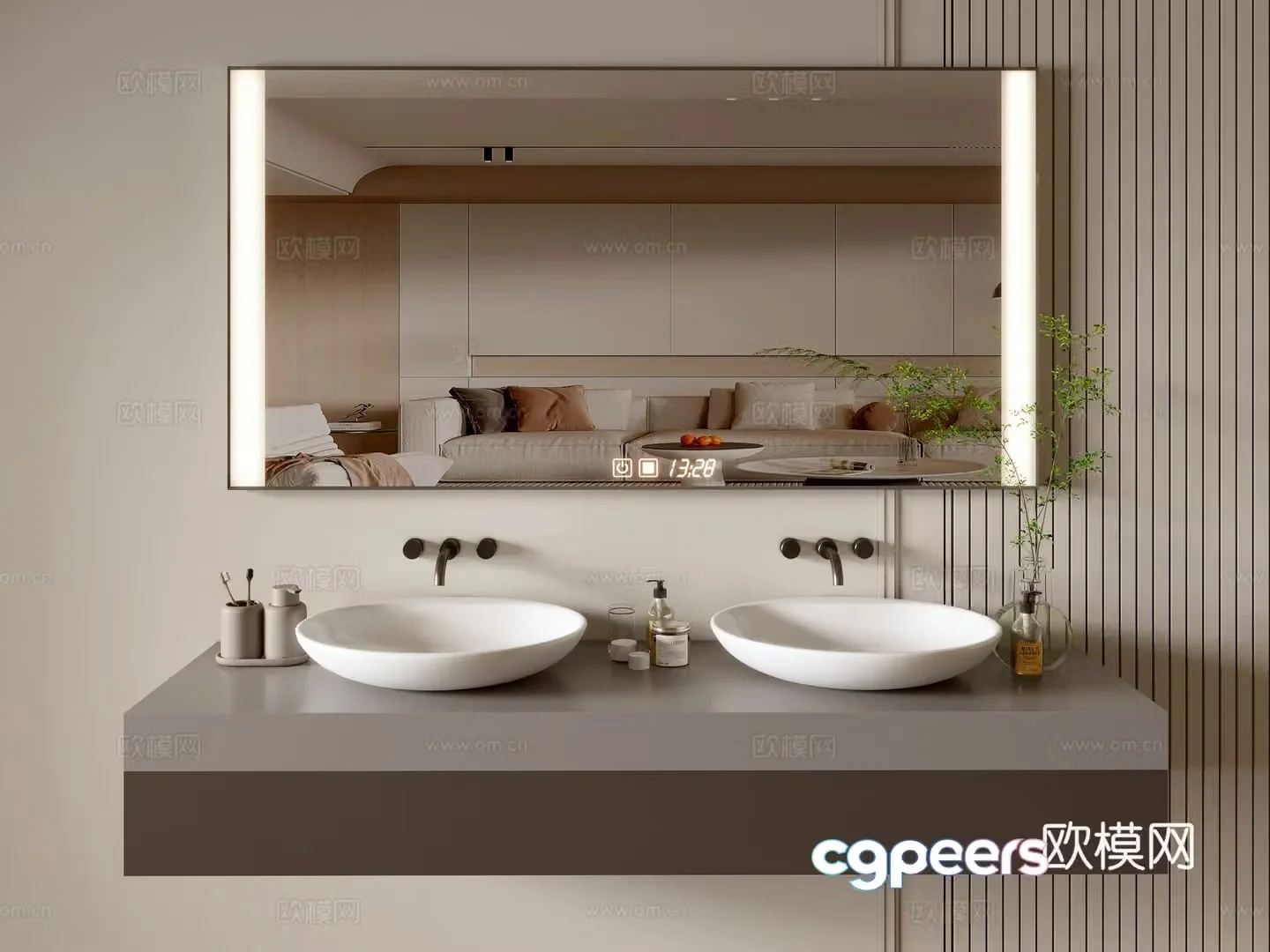 Modern bathroom cabinet bathroom basin bathroom ornaments mirror cabinet sink 3d model