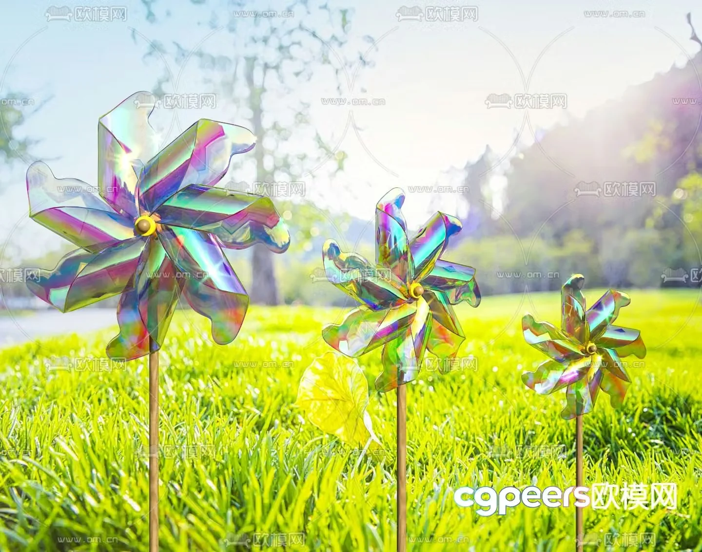Paper windmill small windmill 3d model
