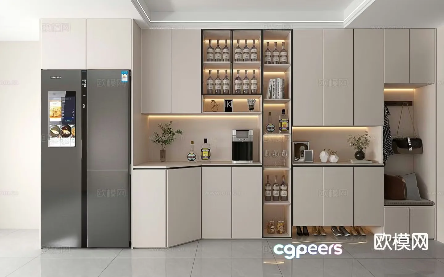 Modern sideboard wine cabinet 3d model