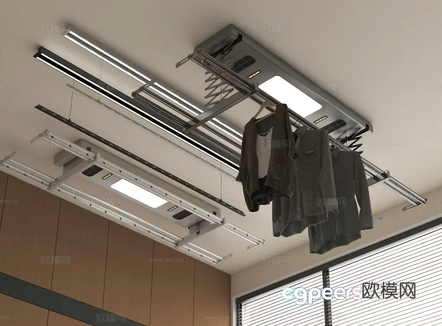 Invisible clothes drying rack electric clothes drying rack lifting clothes drying rack 3D model