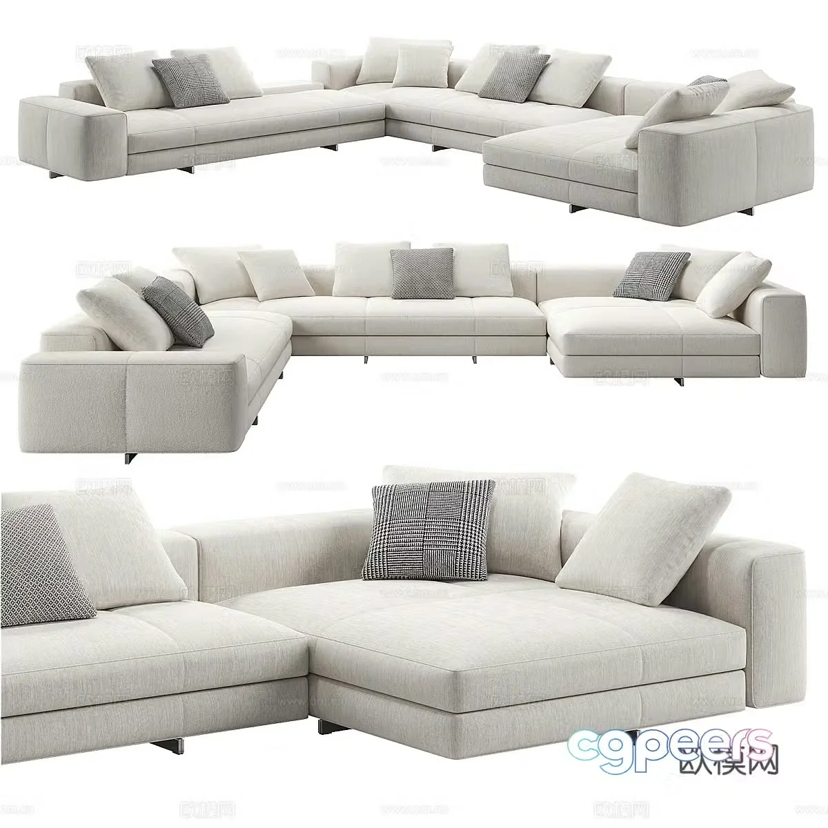 Modern Italian Minotti Yves corner sofa 3d model