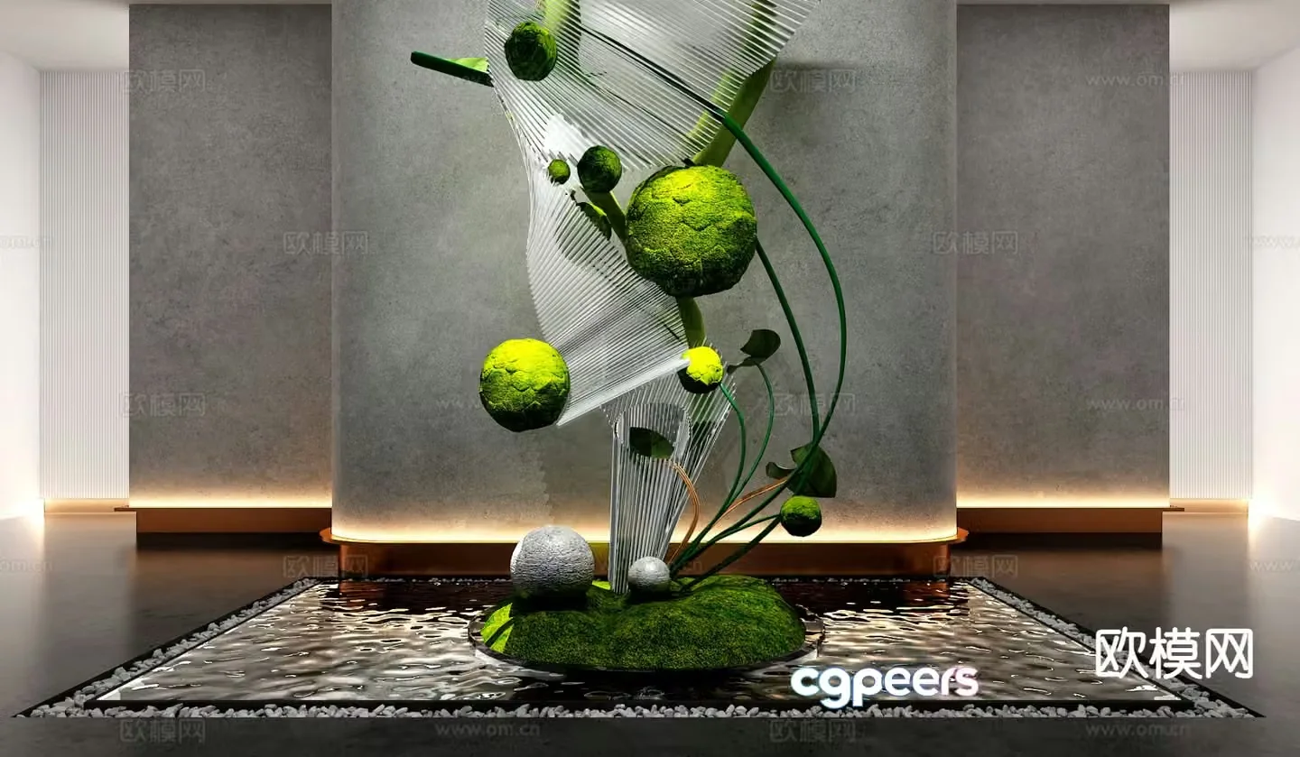 Indoor landscape installation art installation 3d model