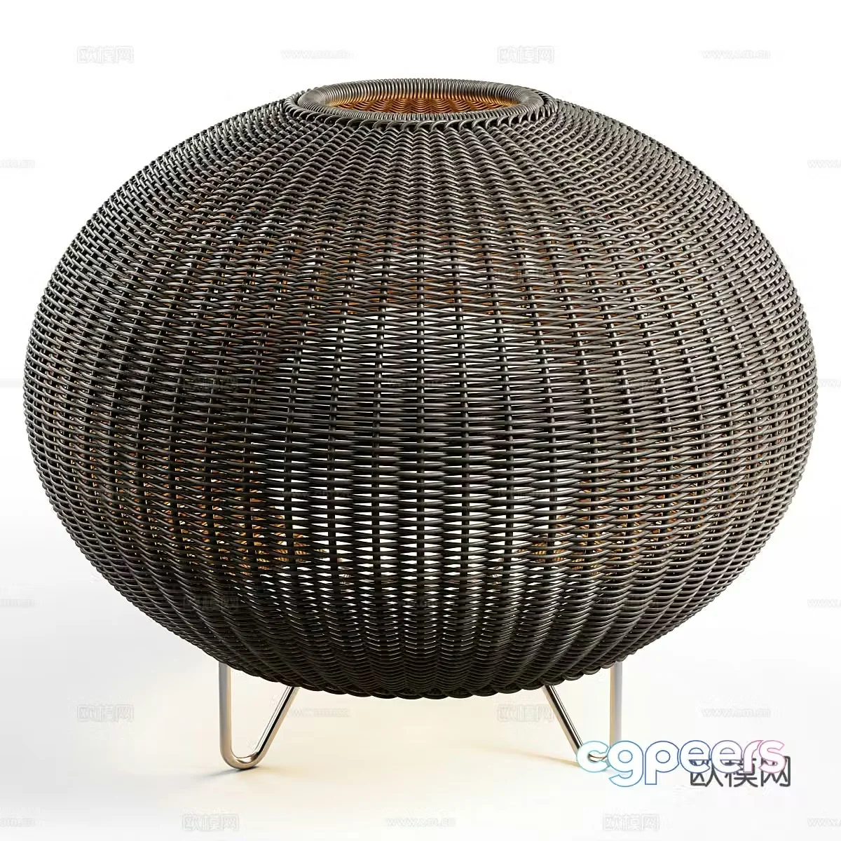 New Chinese style rattan decorative desk lamp 3D model