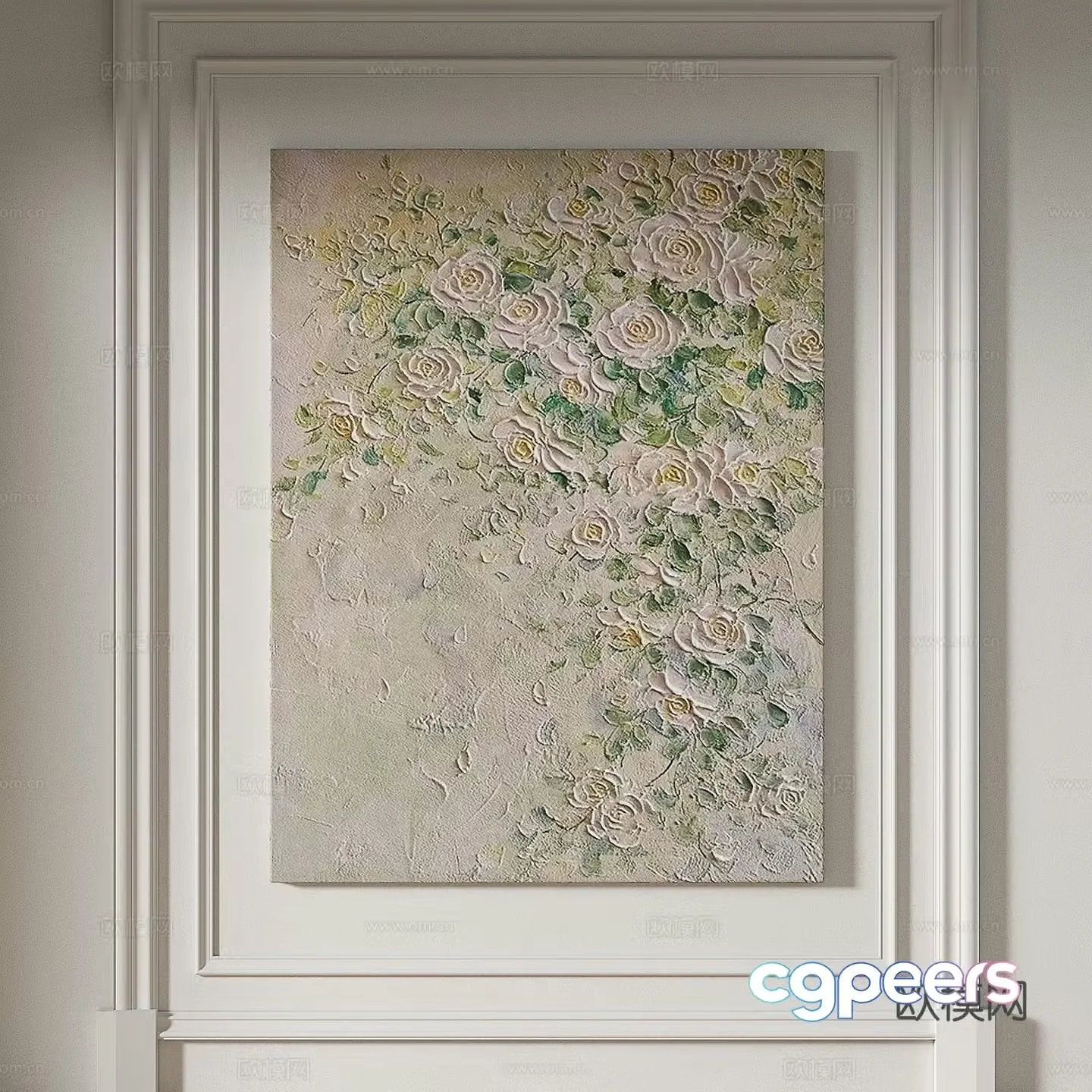 Modern creamy style simple texture abstract light luxury wasabi three-dimensional decorative painting 3d model