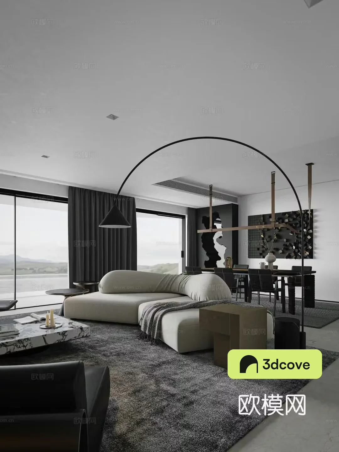 Modern home living and dining room