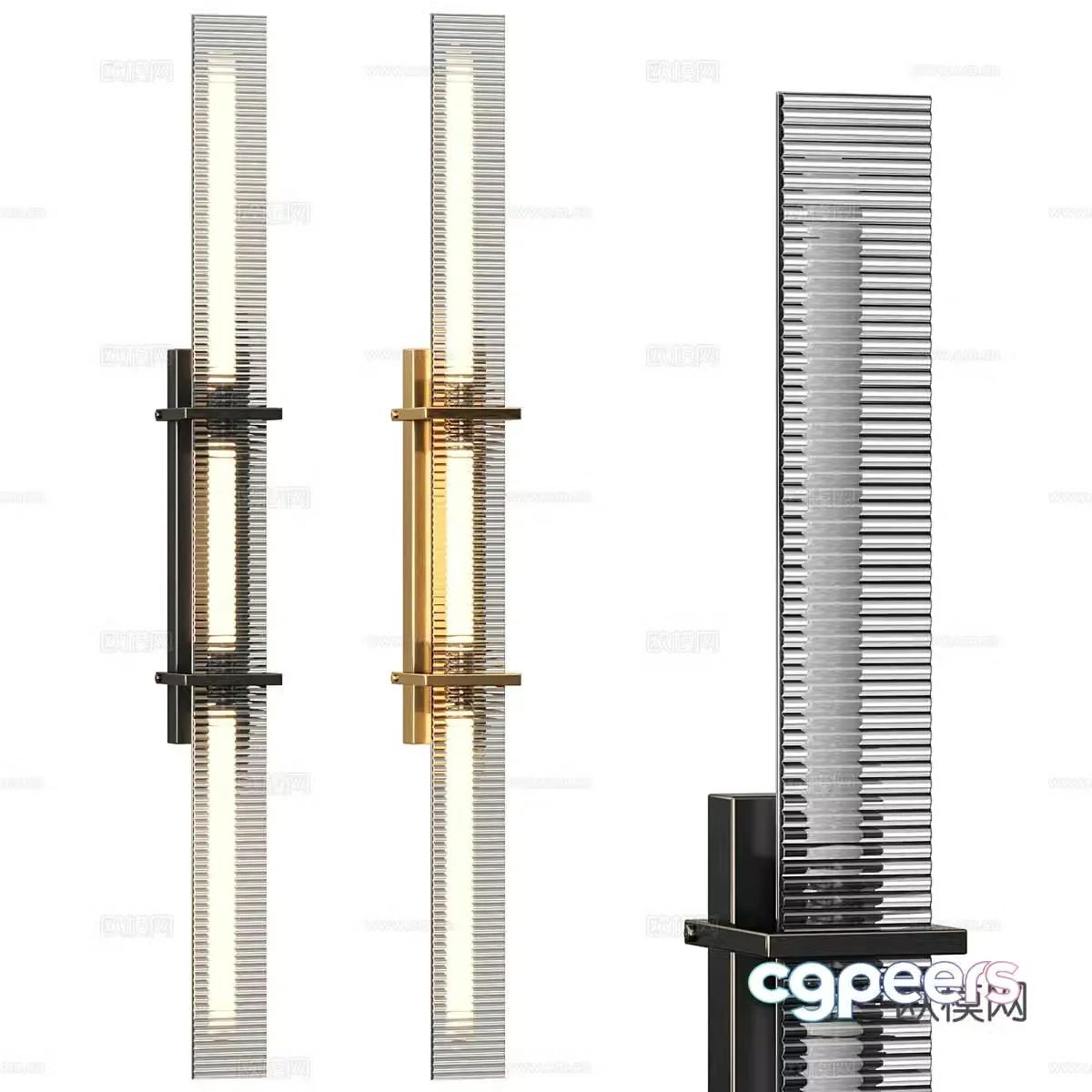 Modern minimalist glass decorative long strip wall lamp 3d model