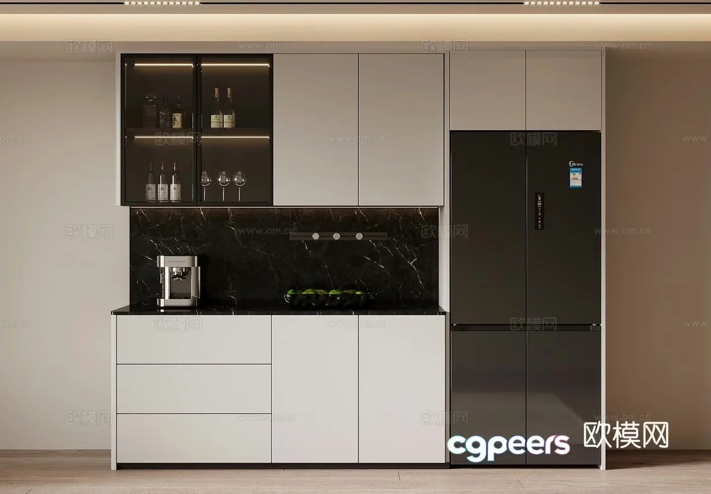 Modern minimalist wine cabinet sideboard 3d model