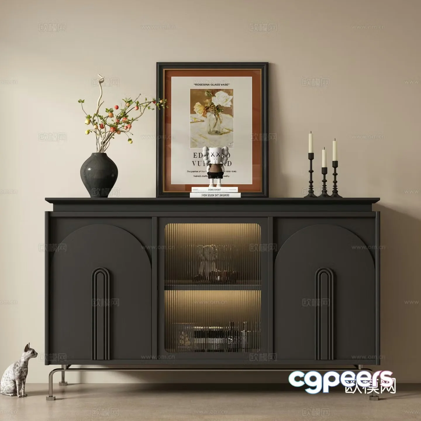 French entryway cabinet 3d model