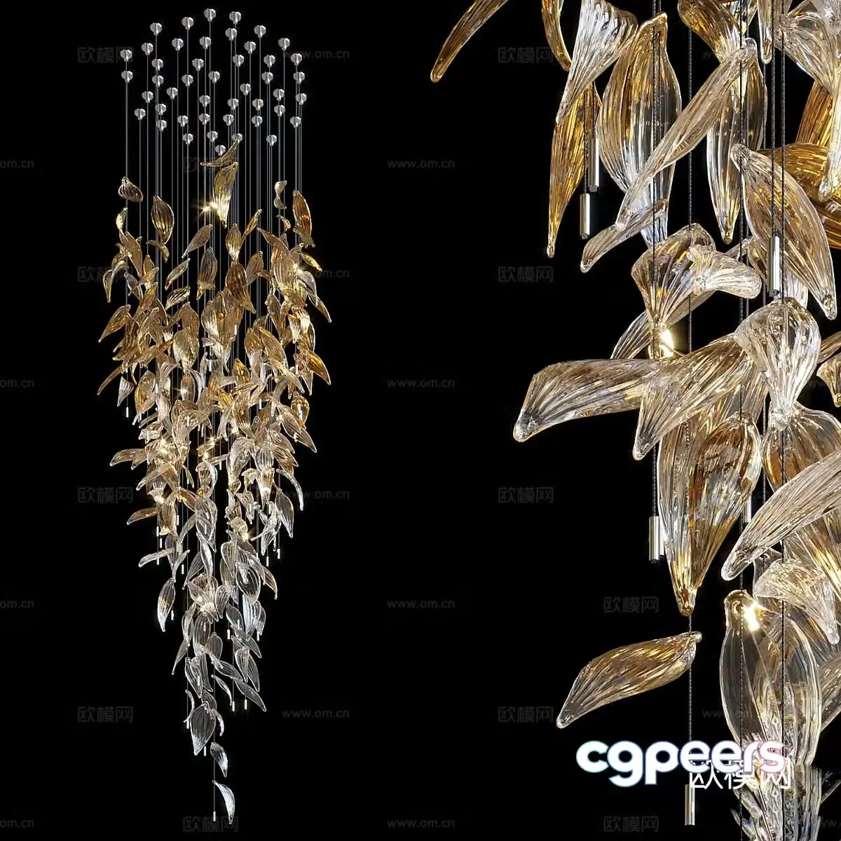 Light luxury chandelier crystal lamp 3d model