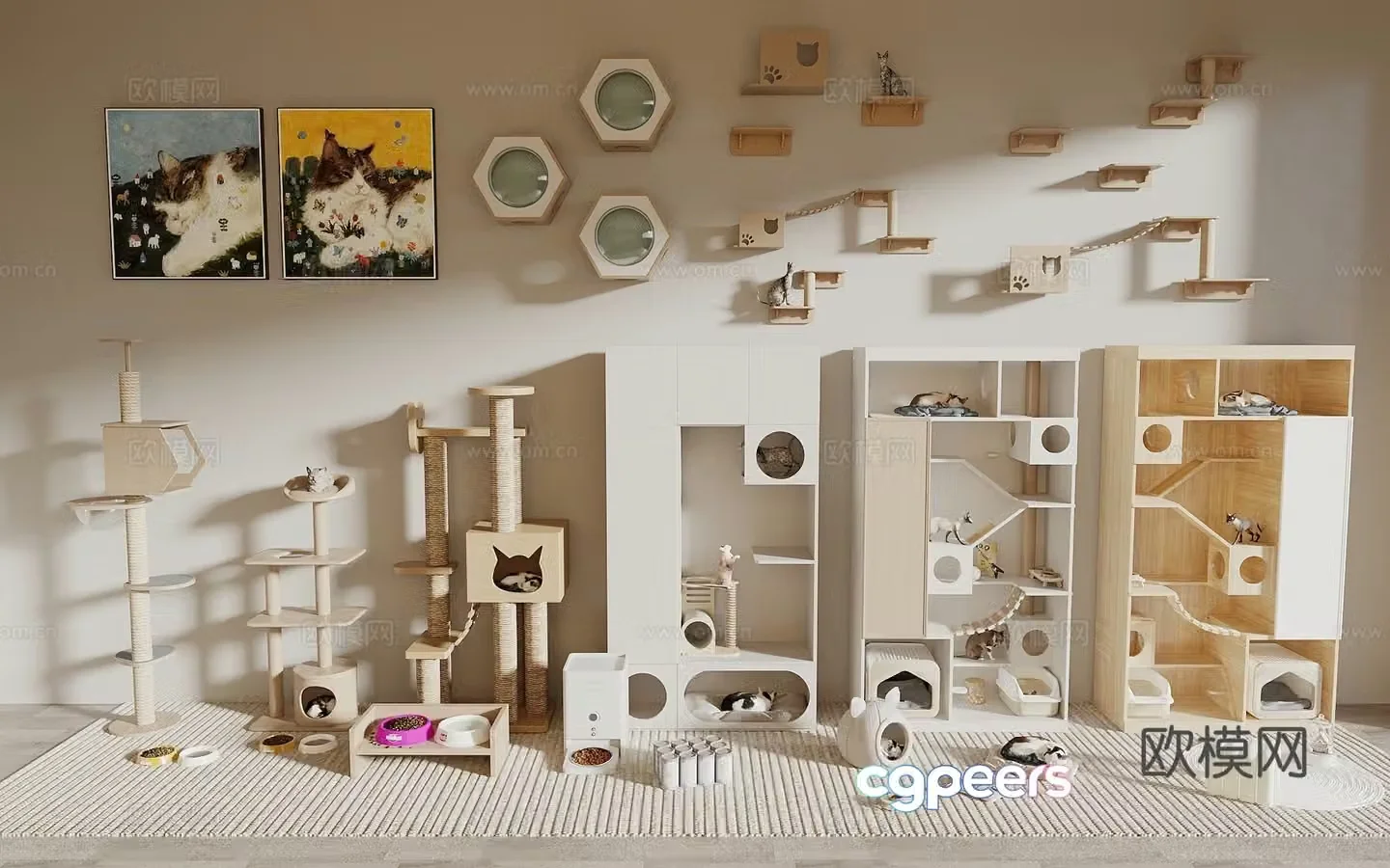 Cat climbing rack pet locker cat climbing rack cat nest pet supplies 3d model