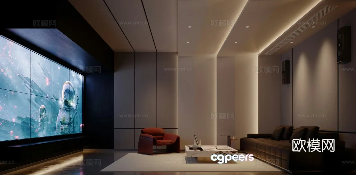 Modern audio and video studio movie room 3d model