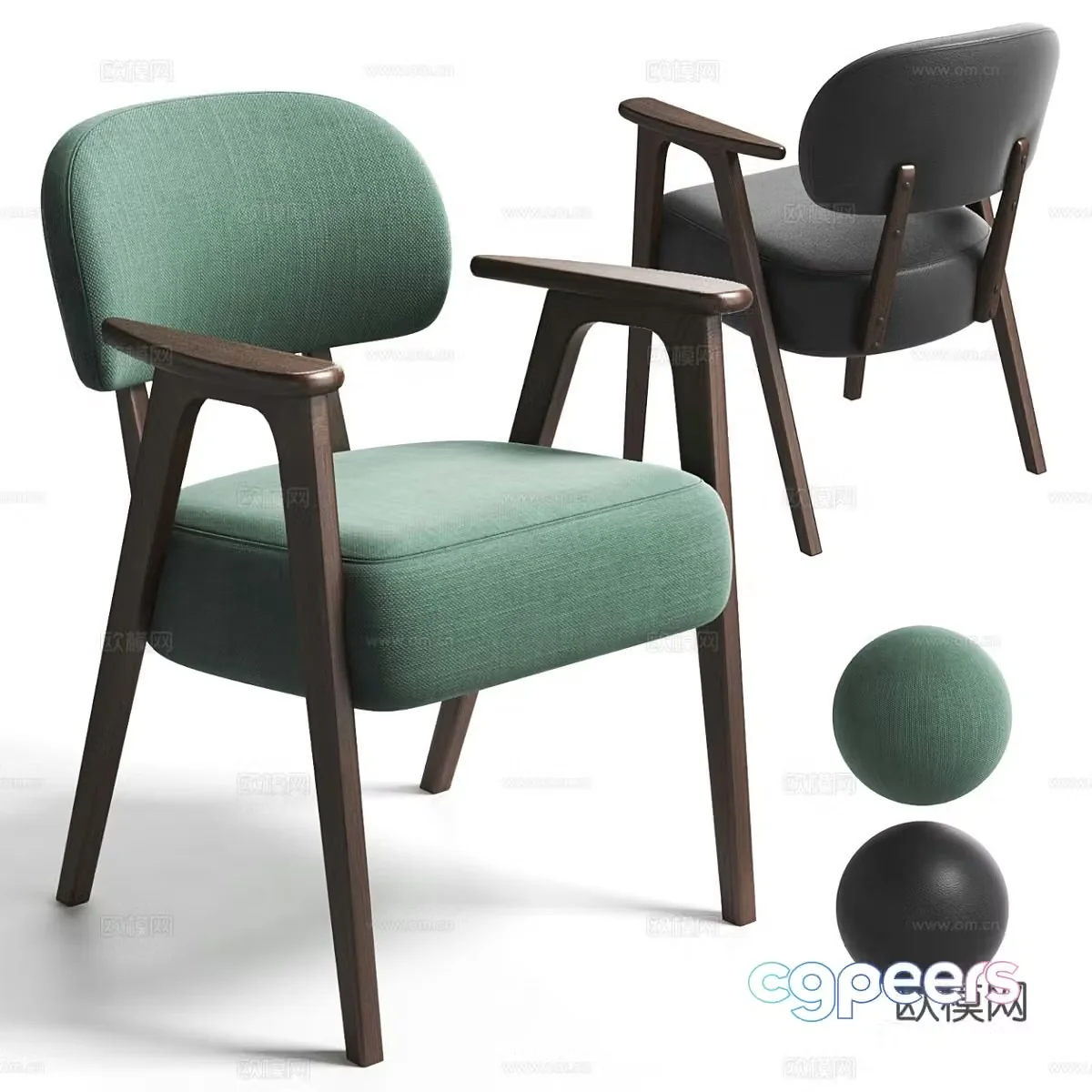 Medium-old single chair Medium-old dining chair Fabric leisure Medium-old leisure chair Medium-old backrest chair Armchair 3D model