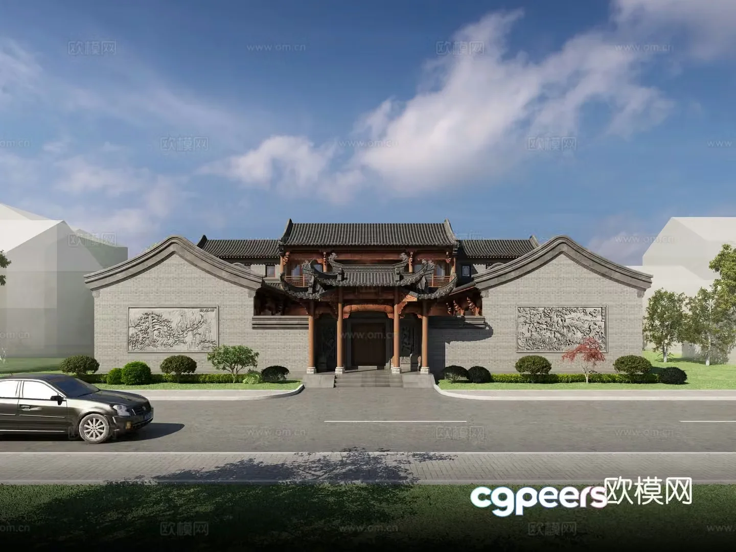 Chinese style courtyard gatehouse 3D model