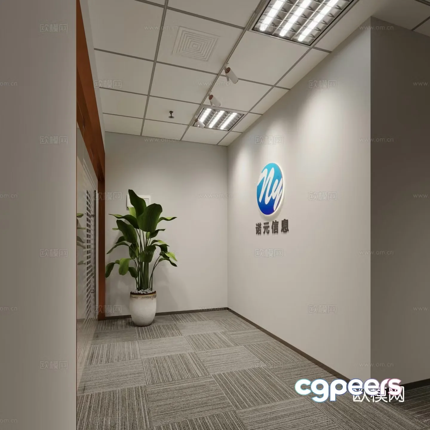 Modern aisle corridor 3d model