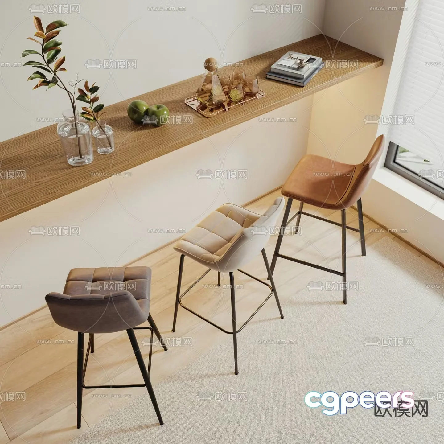 Modern bar stool bar stool high stool 3d model