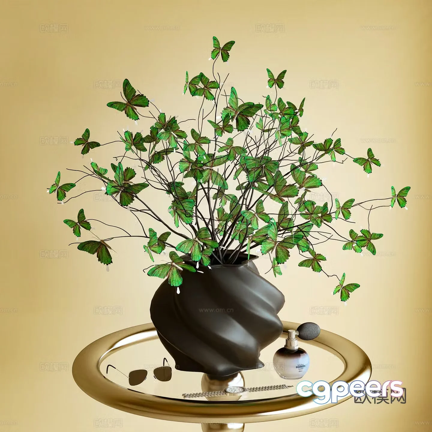 Modern ornaments butterfly ornaments 3d model