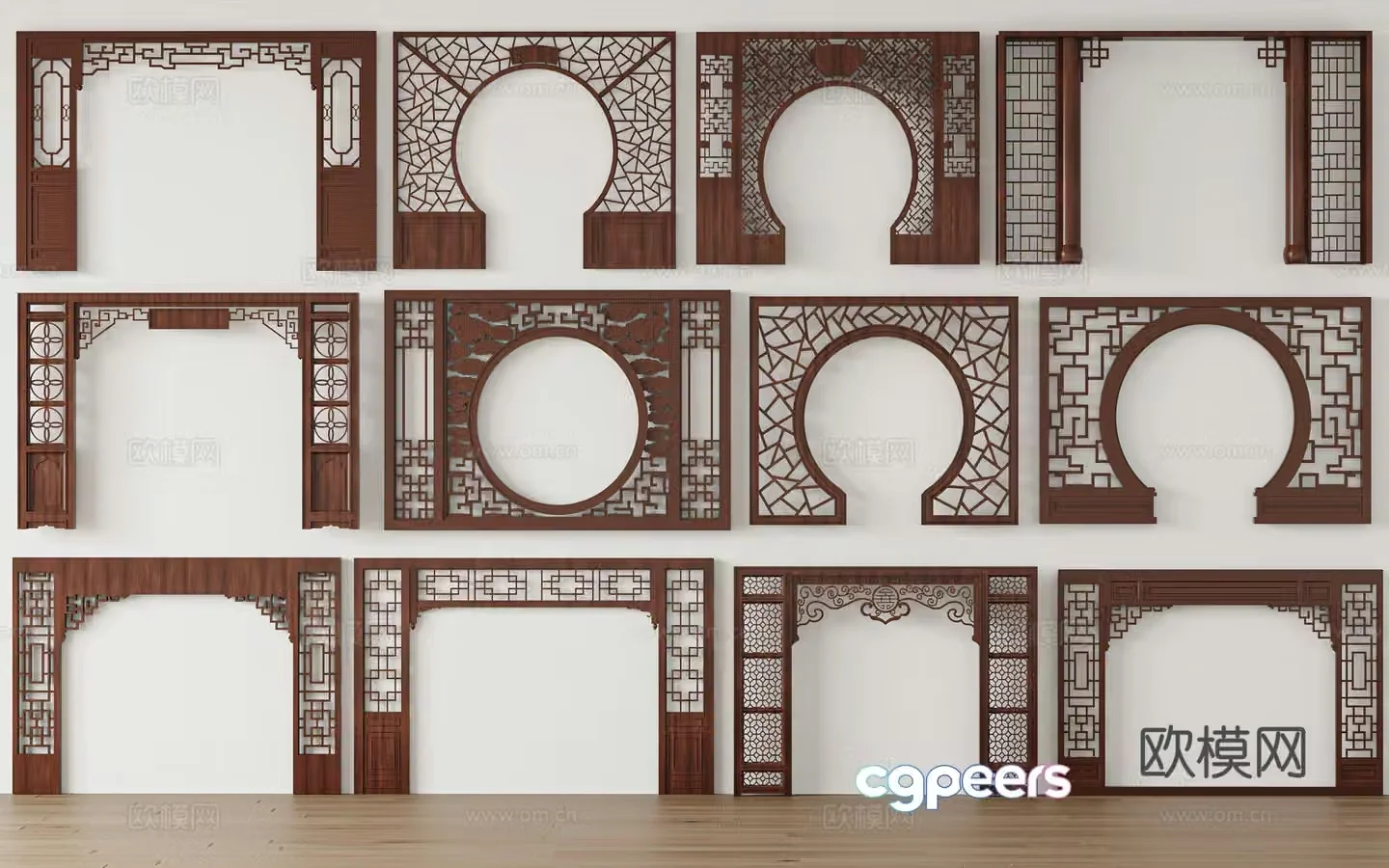New Chinese style door arch Moon door Song family door arch 3D model