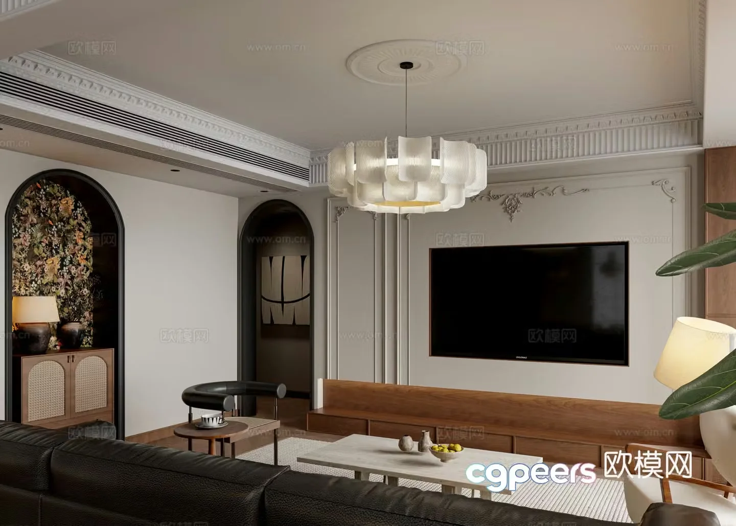 Middle-aged living room 3d model