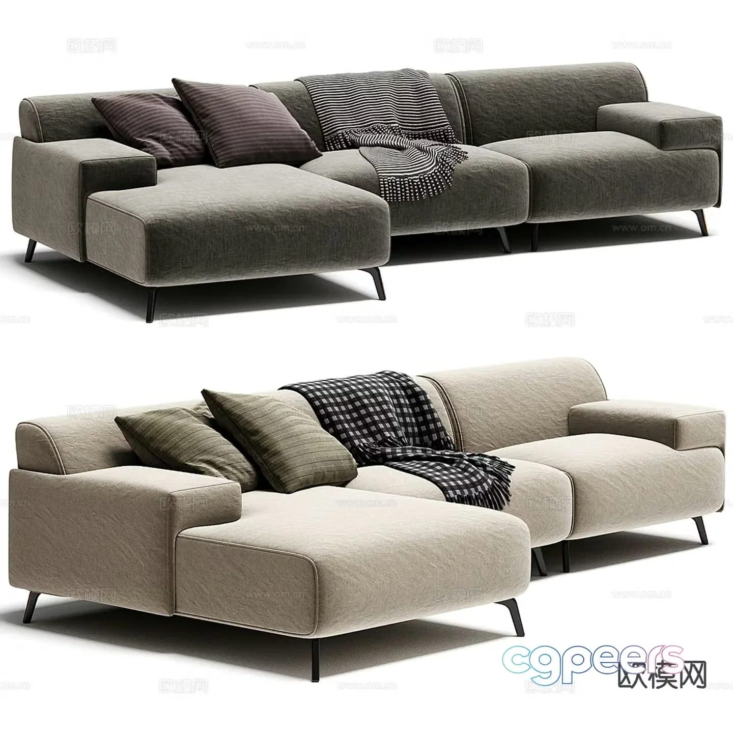 Modern multi-seater sofa corner sofa 3d model