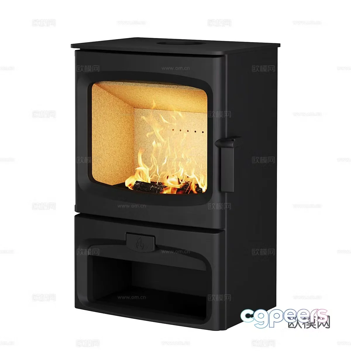 Nordic minimalist fireplace independent fireplace 3d model