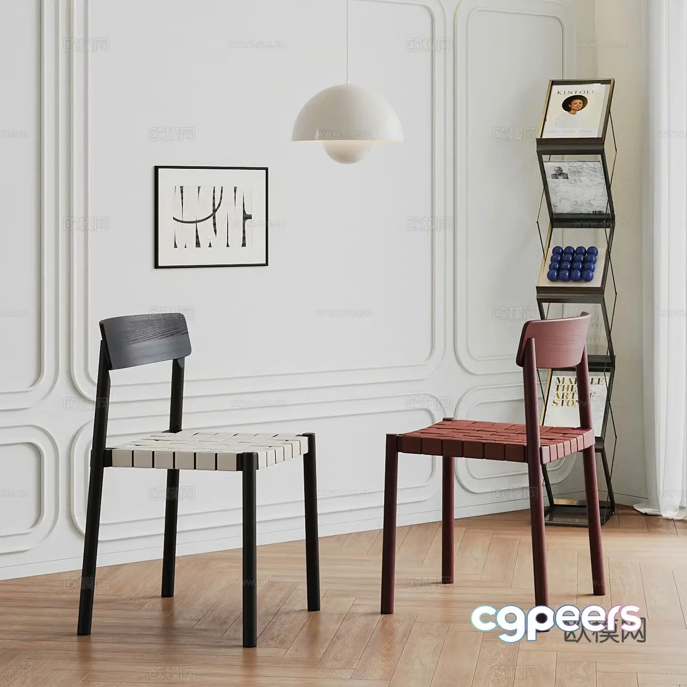 Tradition Medium style dining chair combination Smoked oak Bookshelf Bookchair 3D model