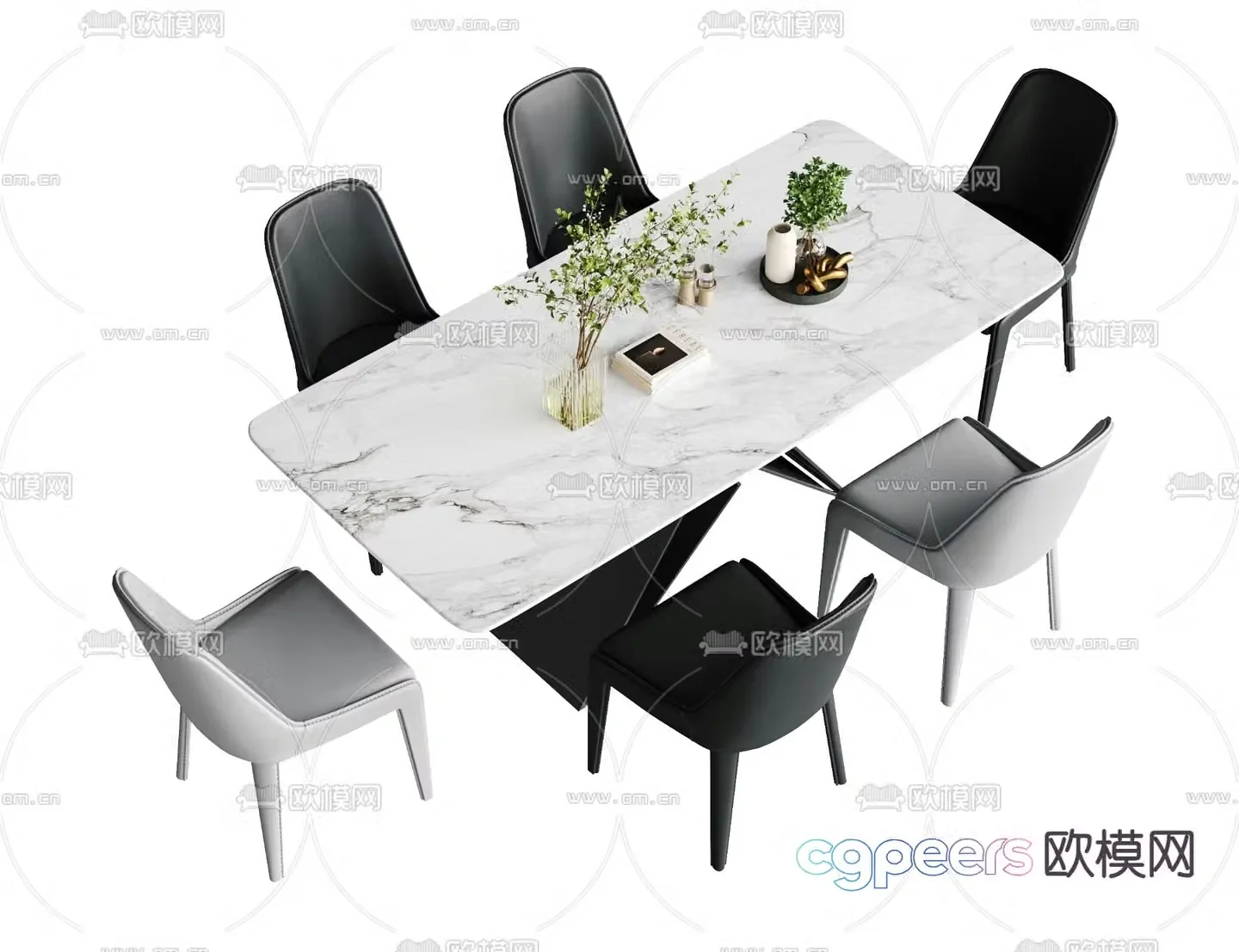 Bar dining table and chairs slate dining table 3d model