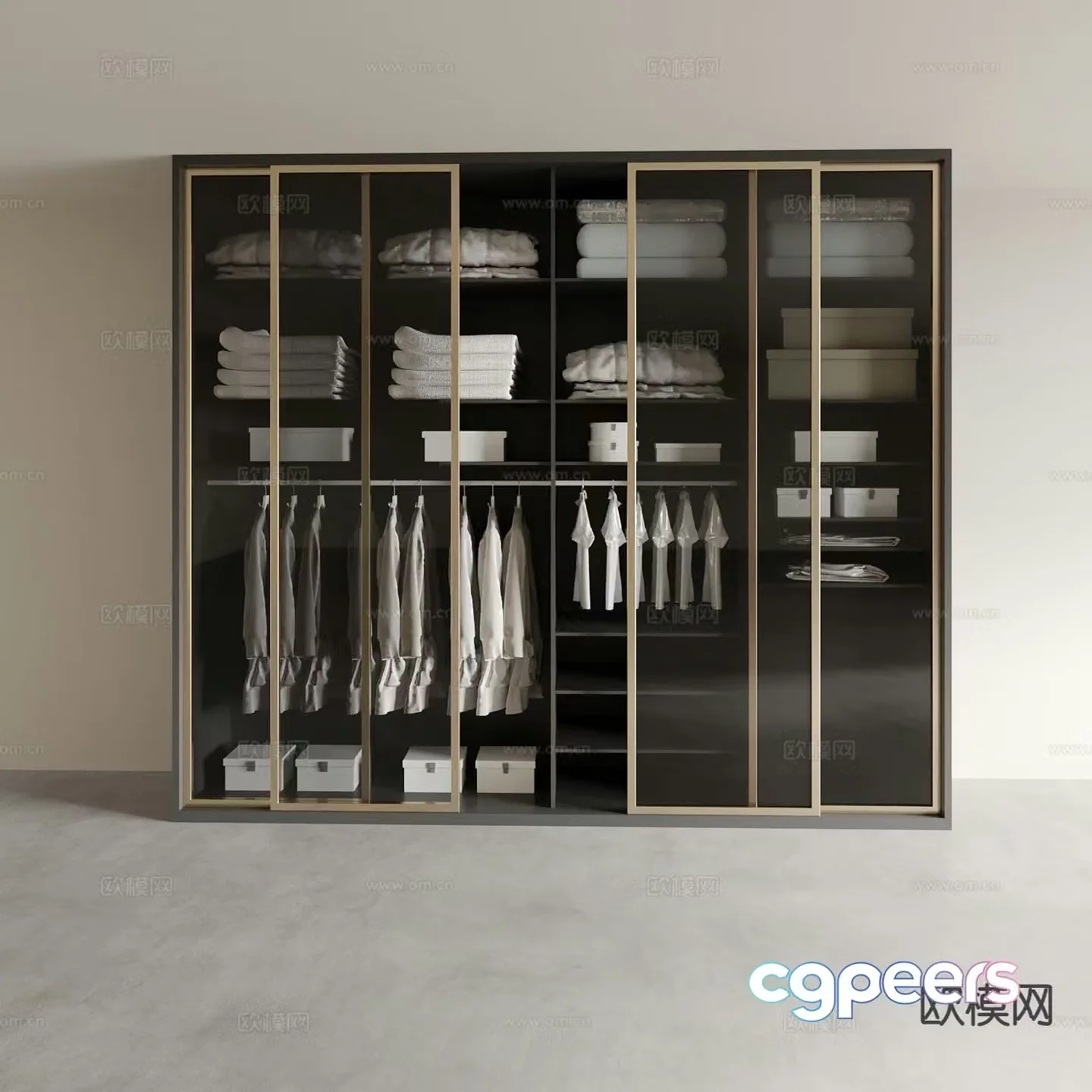 Modern wardrobe glass wardrobe 3d model