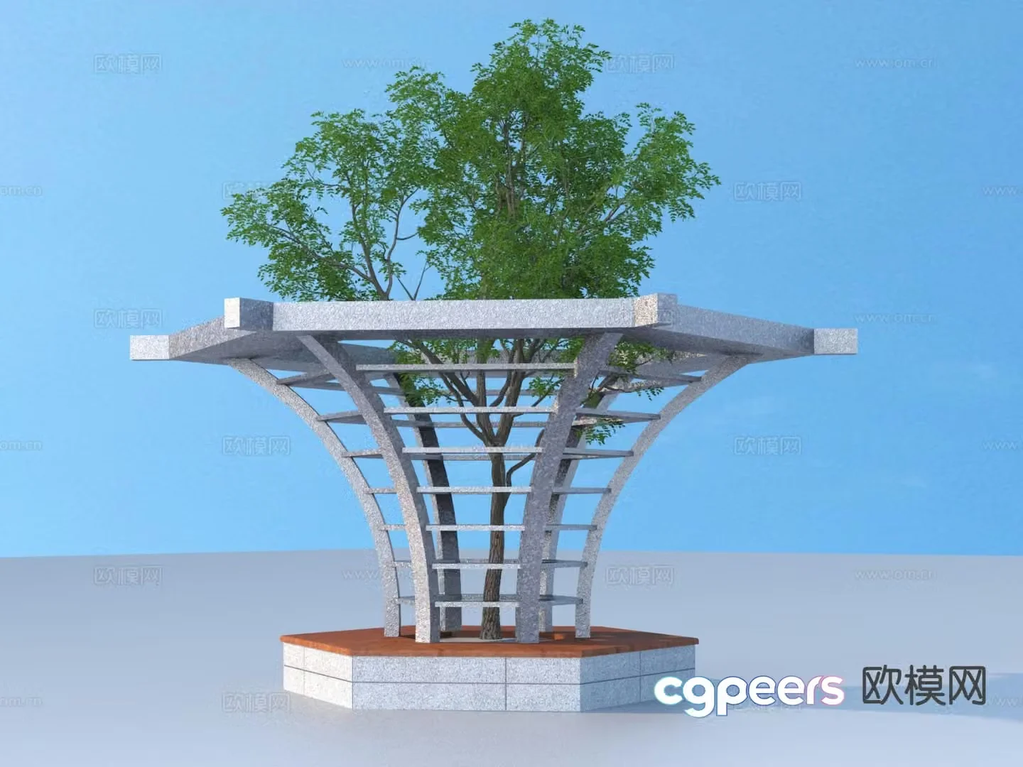 Tree Pond Landscape Sketch 3D Model
