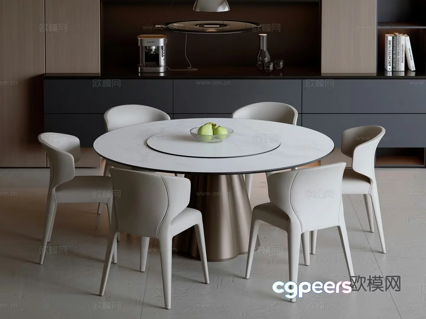 Modern Italian dining table and chair combination 3D model