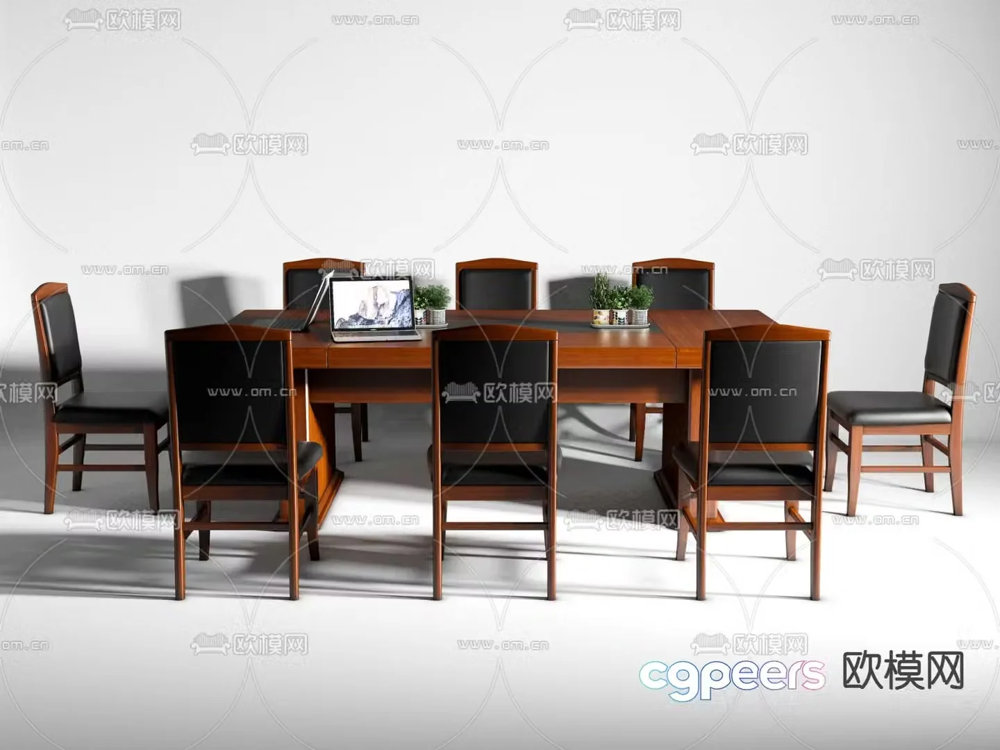 Neoclassical conference table and chairs 3d model