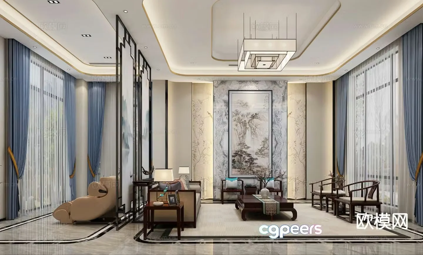 New Chinese style living room 3d model