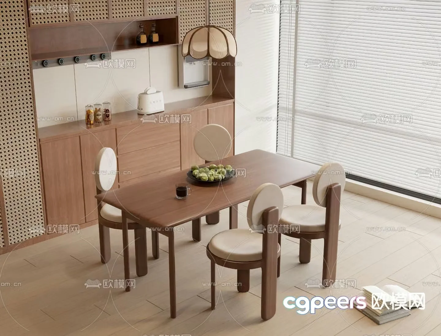Medieval style dining table and chairs 3d model
