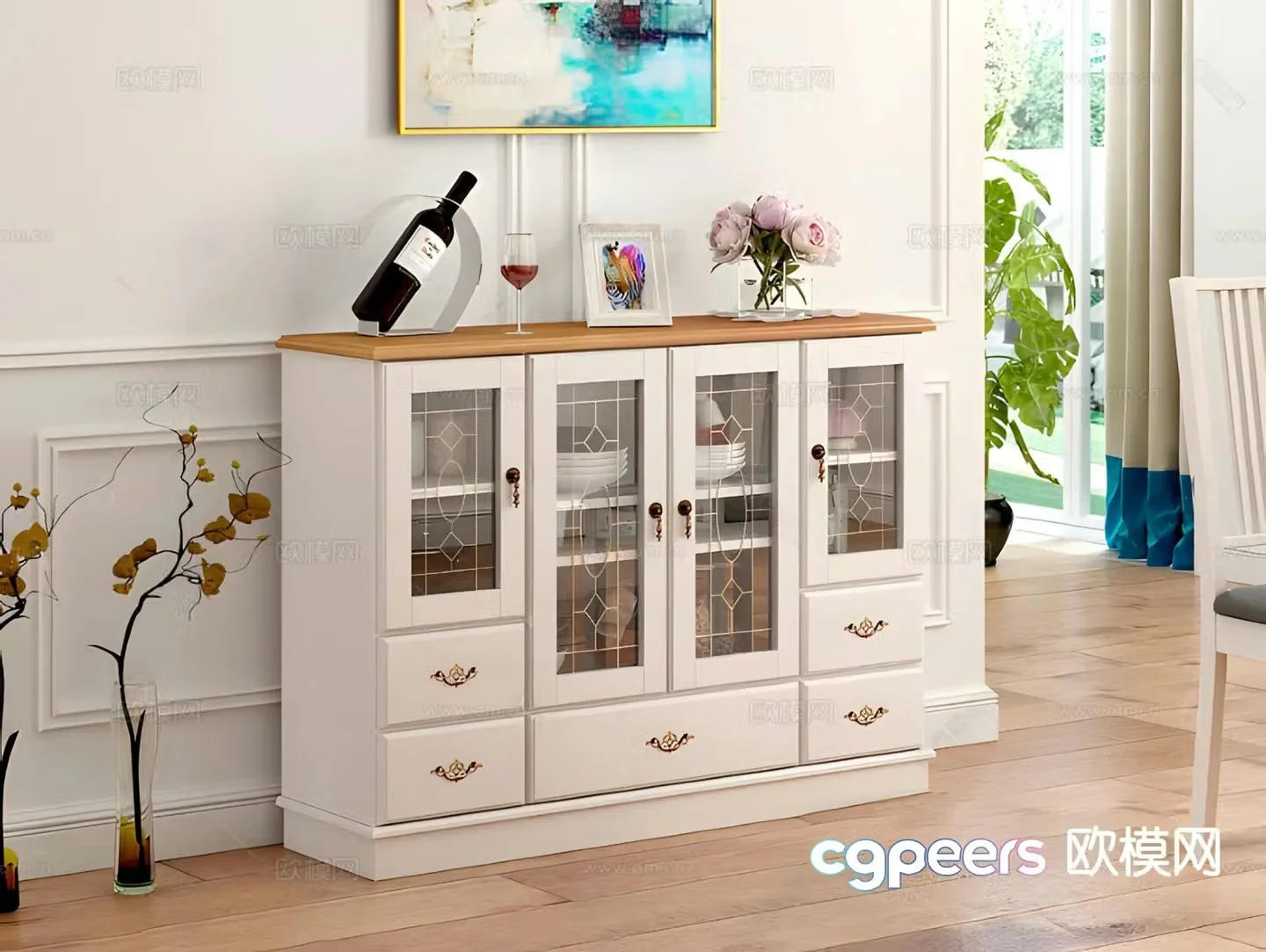 Simple European sideboard 3D model