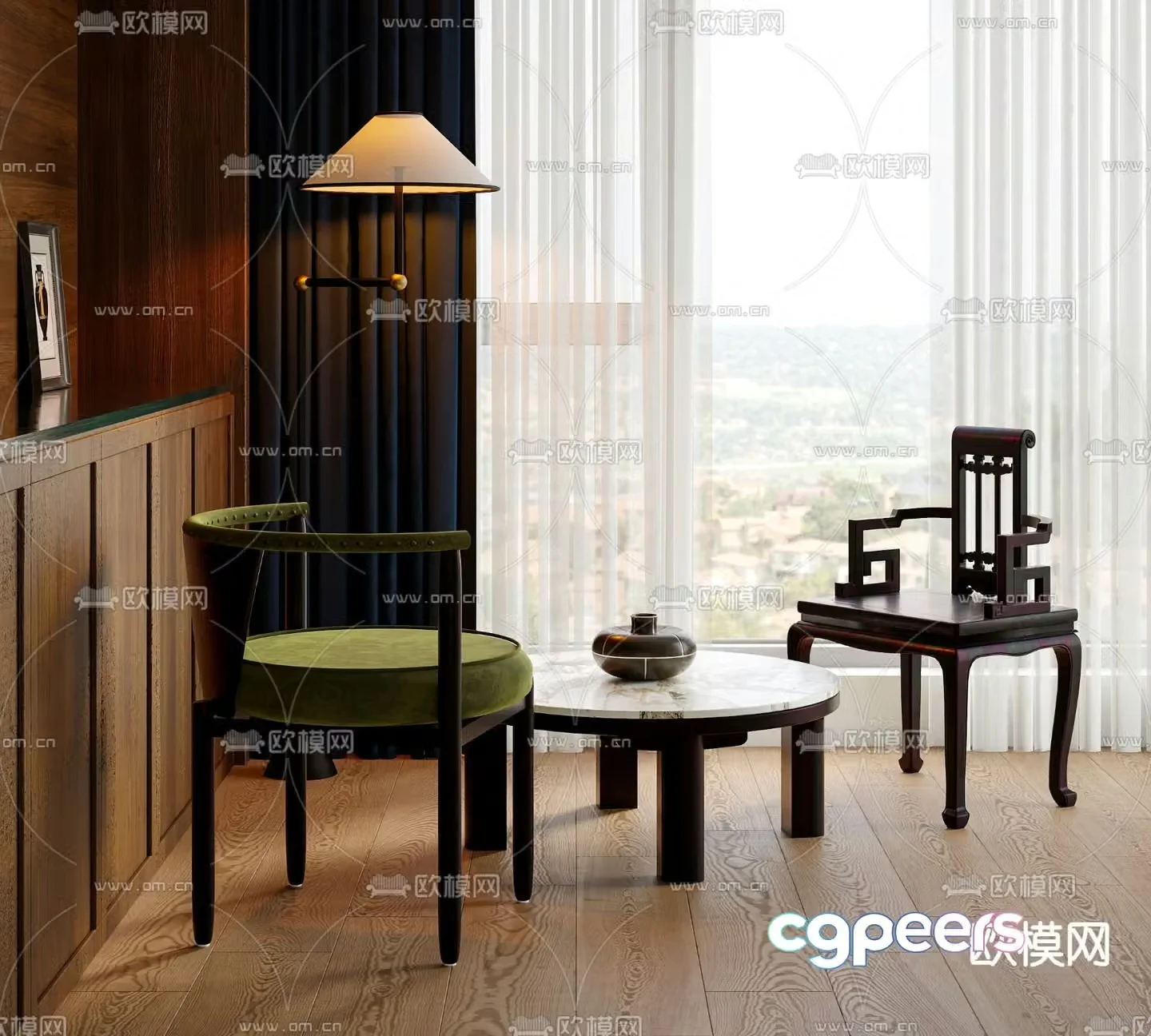 Medieval style chair leisure chair 3d model
