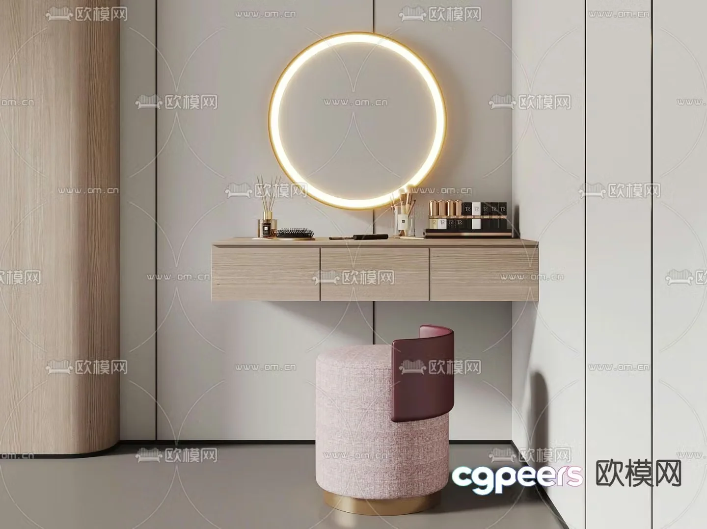 Modern dressing stool dressing table 3d model