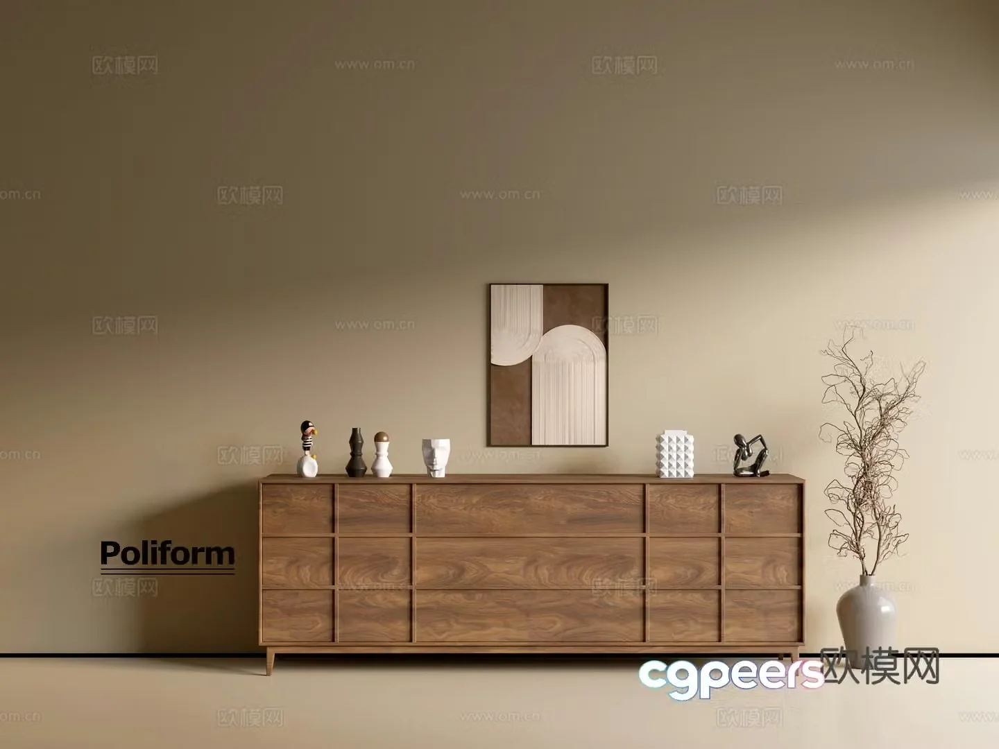 Modern wood grain cabinet ins wind minimalist wind cabinet whole cabinet sideboard balcony cabinet storage 3D model