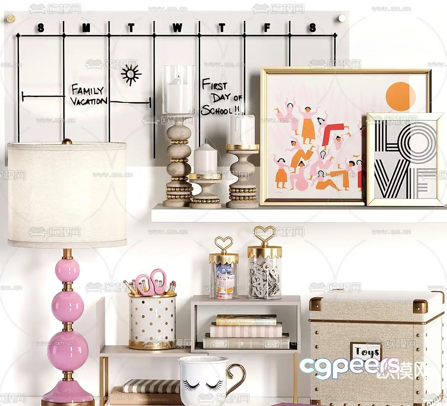 Children’s decorations ornaments table lamps storage boxes 3D model