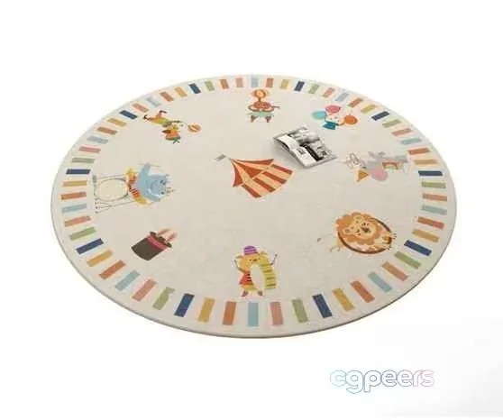 Round Rug With Colorful Border 3D Model – 18113 – VRAY Render