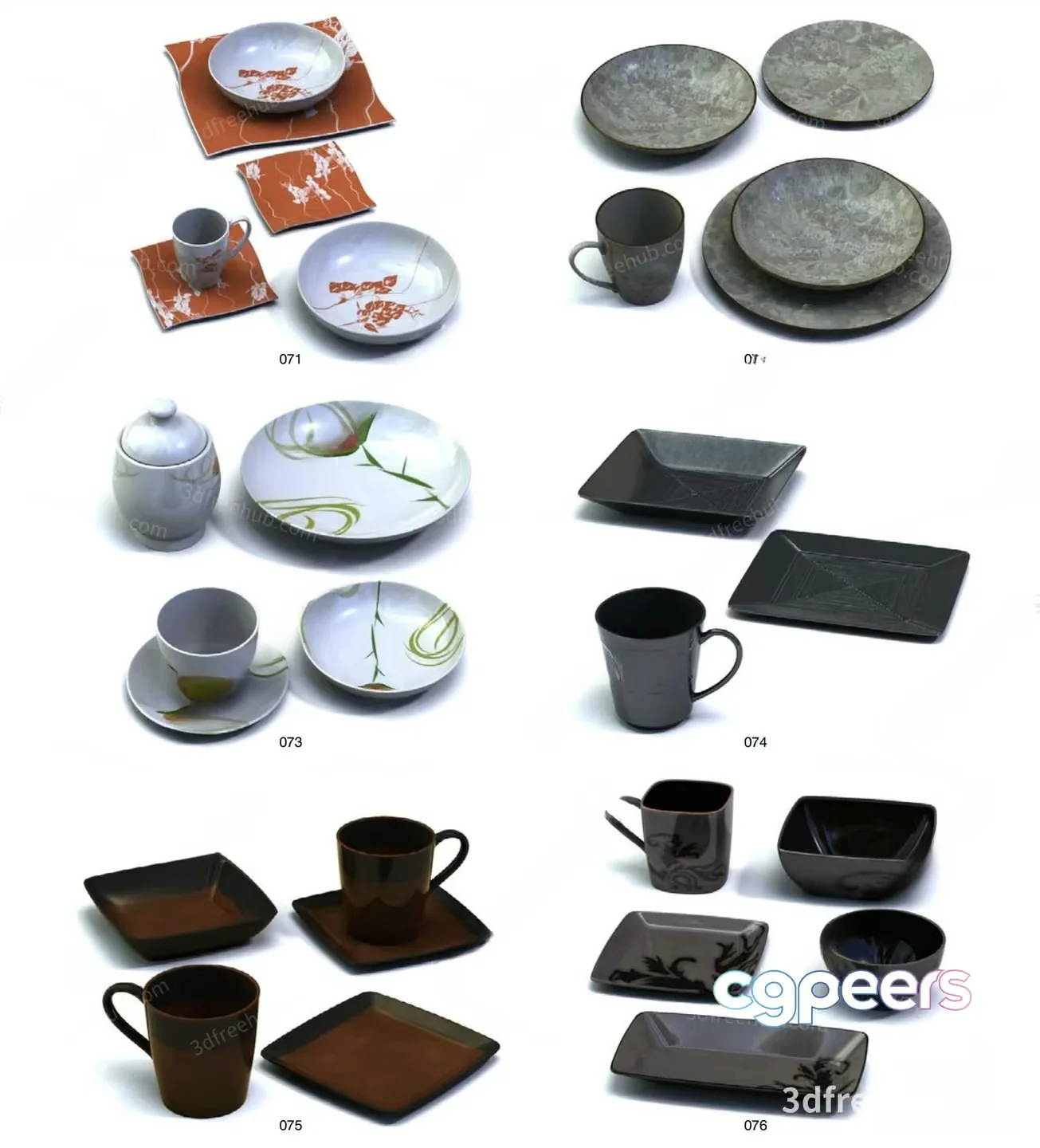 A Collection Of Dishes 3D Model – 17493 – VRAY Render