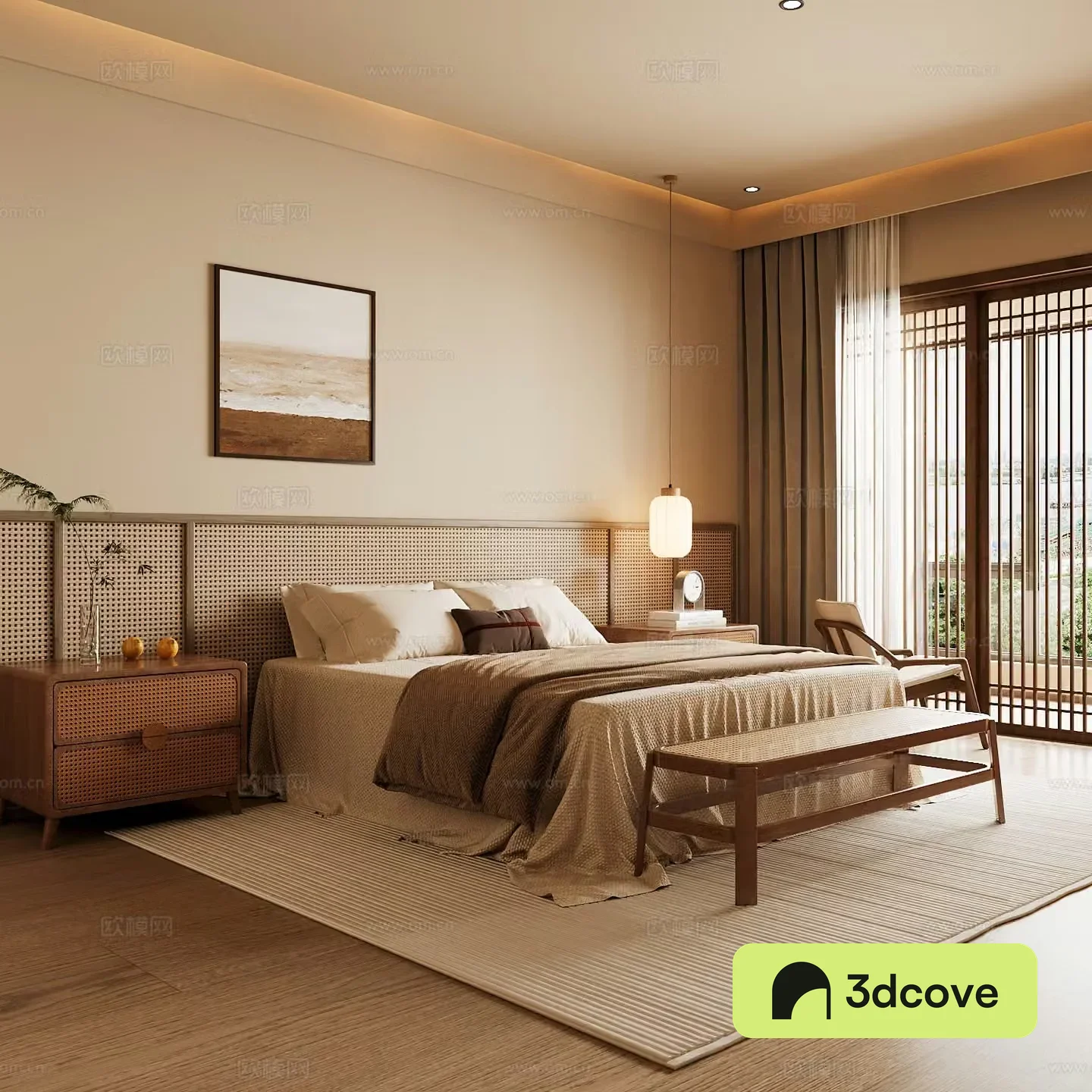 New Chinese style home bedroom Song family aesthetic bedroom Song style bedroom New Chinese style double bed