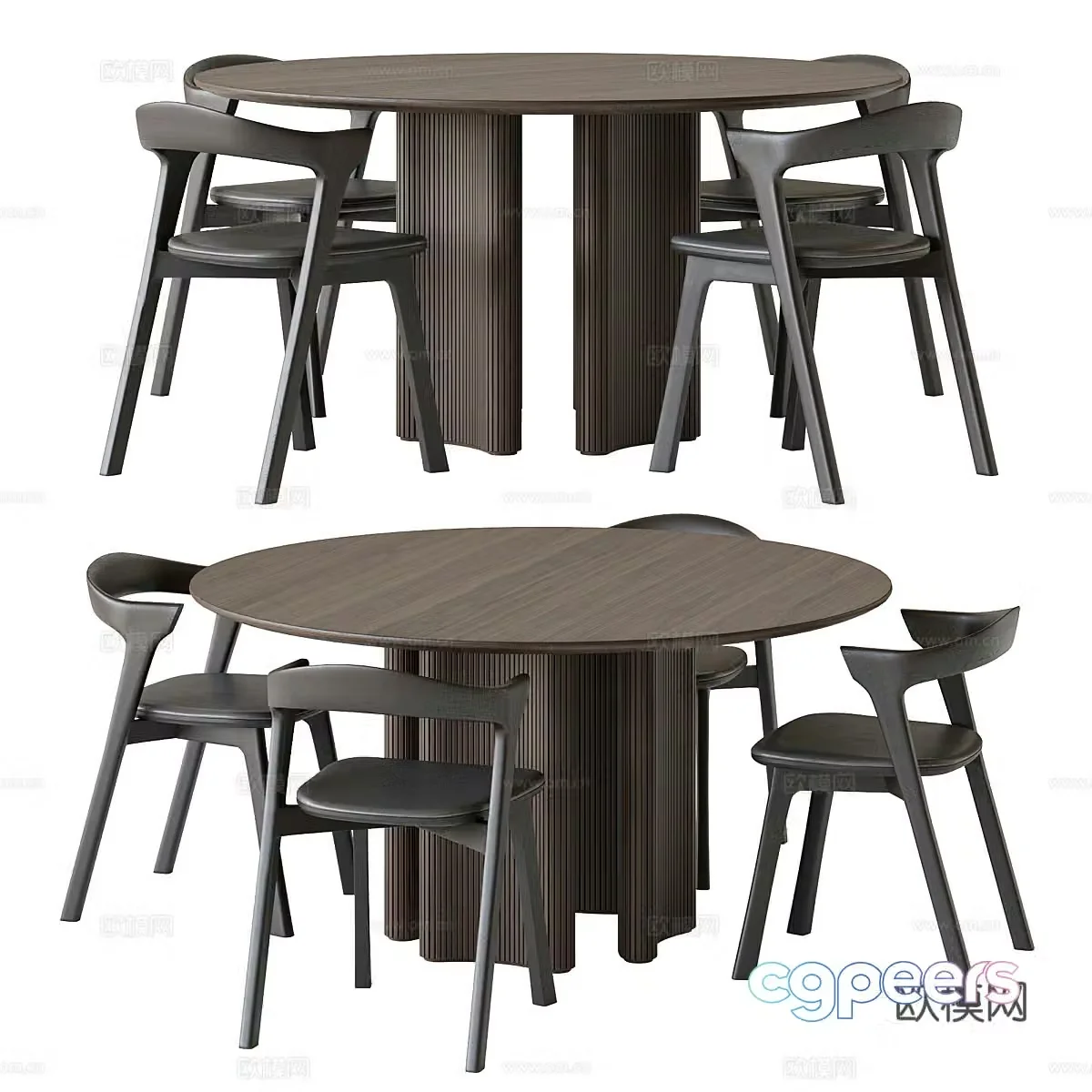 New Chinese dining table and chair 3D model