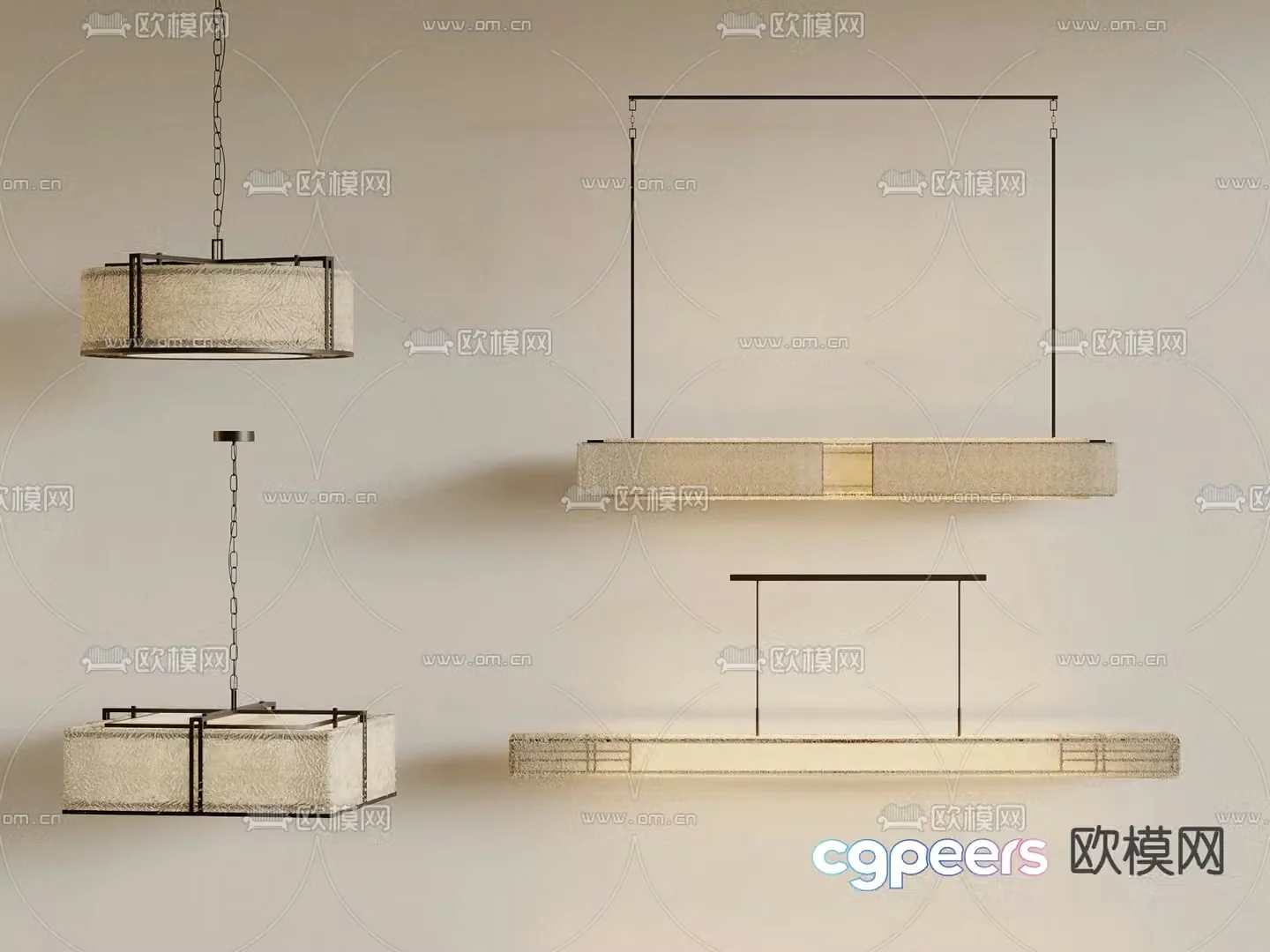 New Chinese style chandelier strip chandelier 3d model