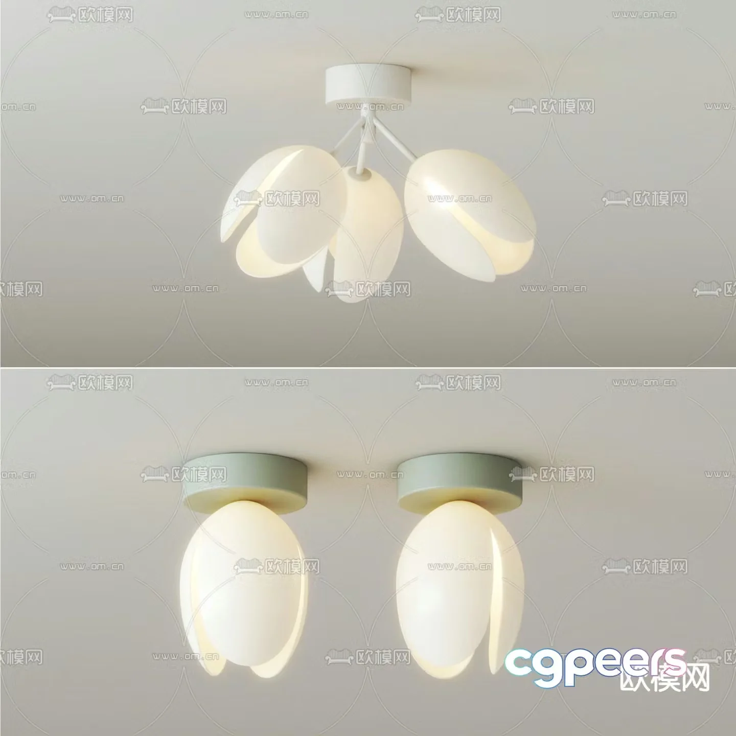 Cream style ceiling lamp bedroom lamp 3d model