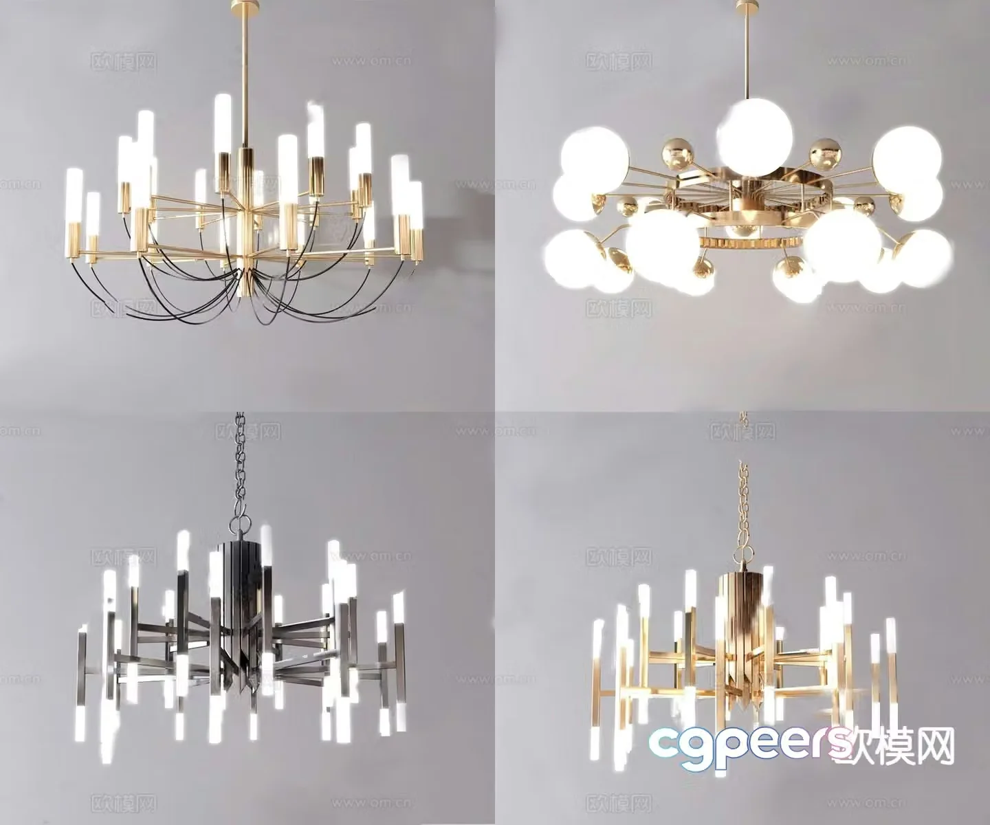 Light luxury chandelier multi-head chandelier 3D model