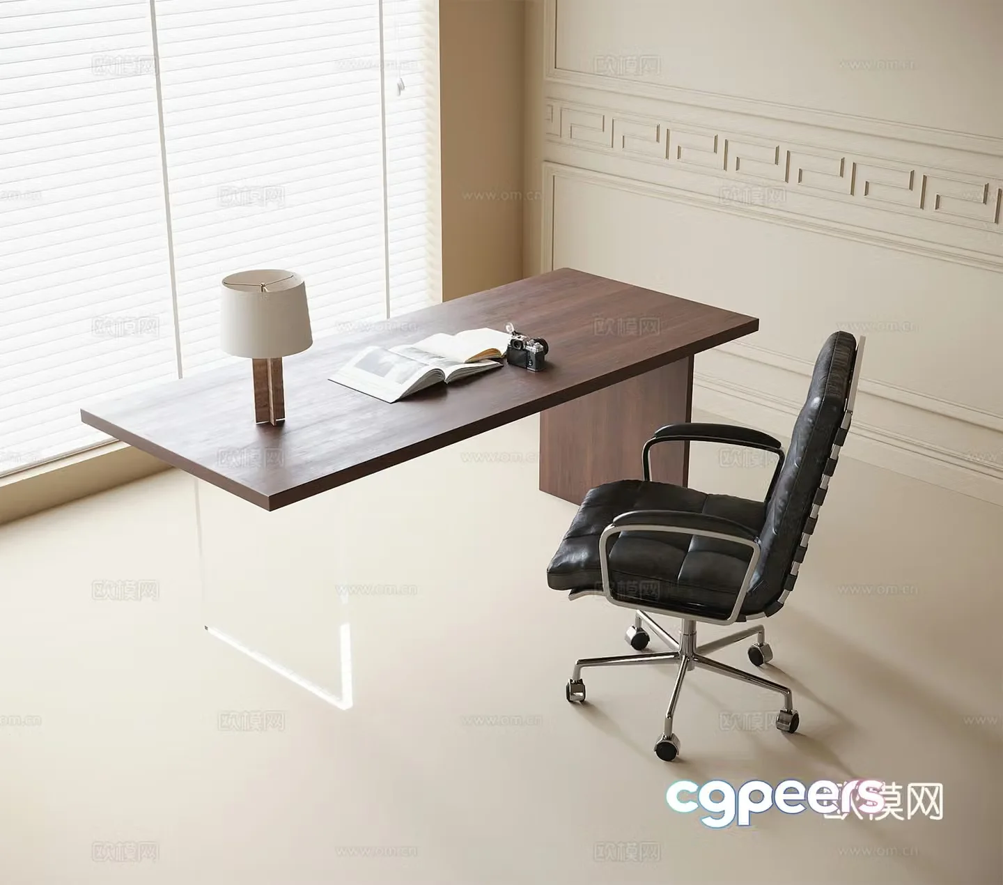 Modern desk and chair Office chair Desk 3d model