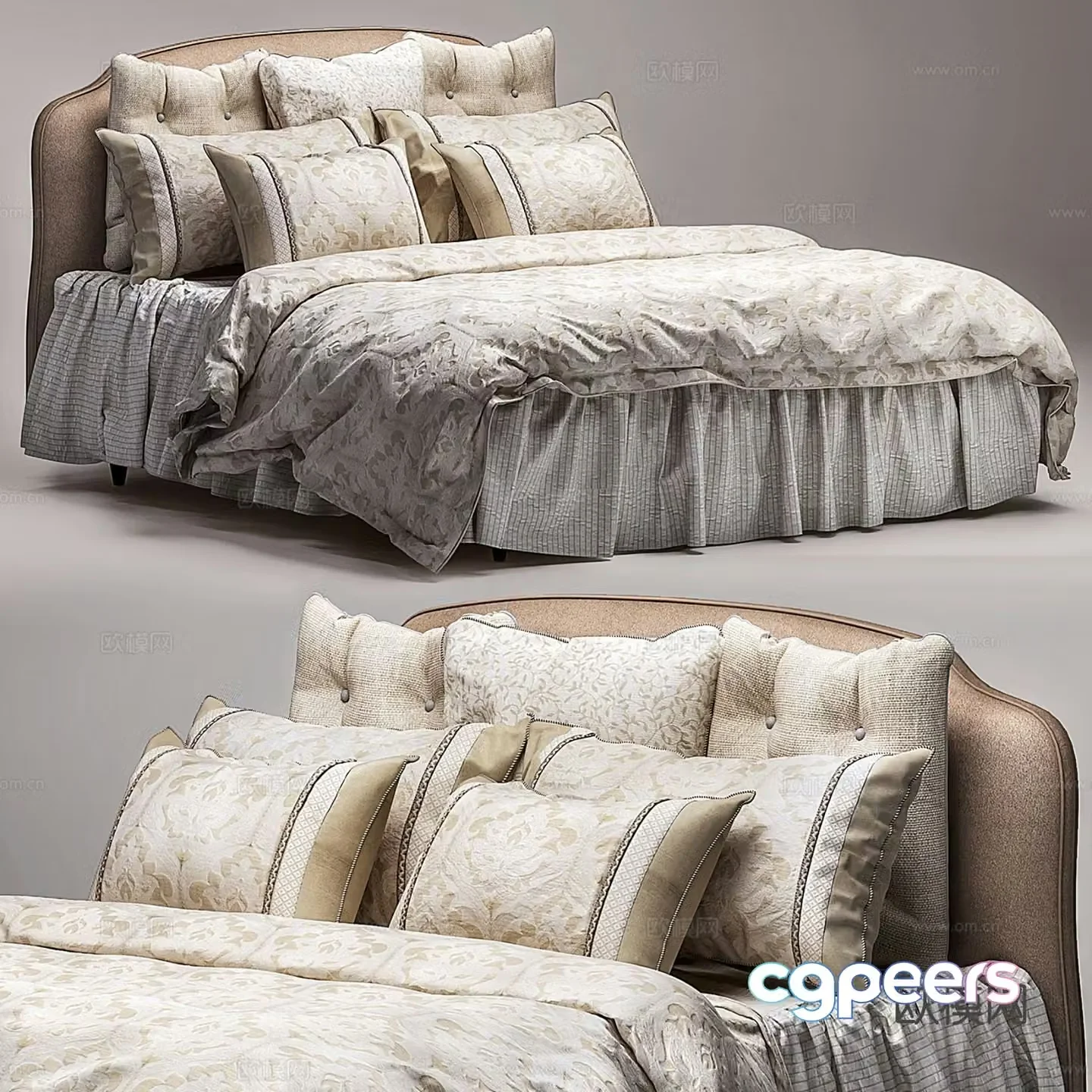 Modern double bed 3d model