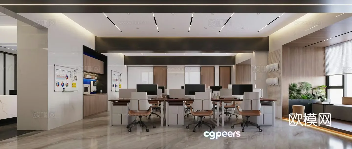 Office public office area 3d model