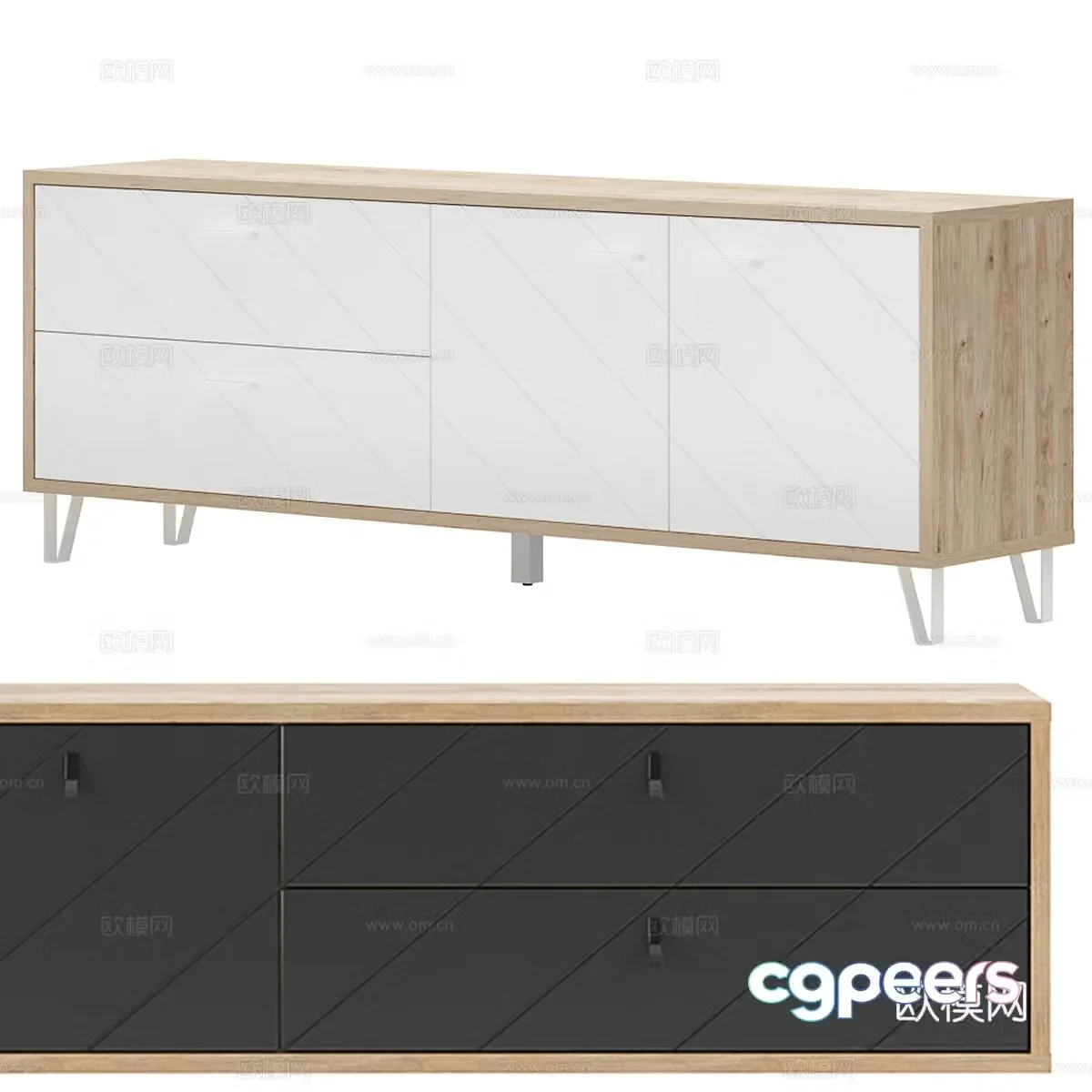 Nordic simple TV cabinet TV cabinet low cabinet wooden TV cabinet 3D model