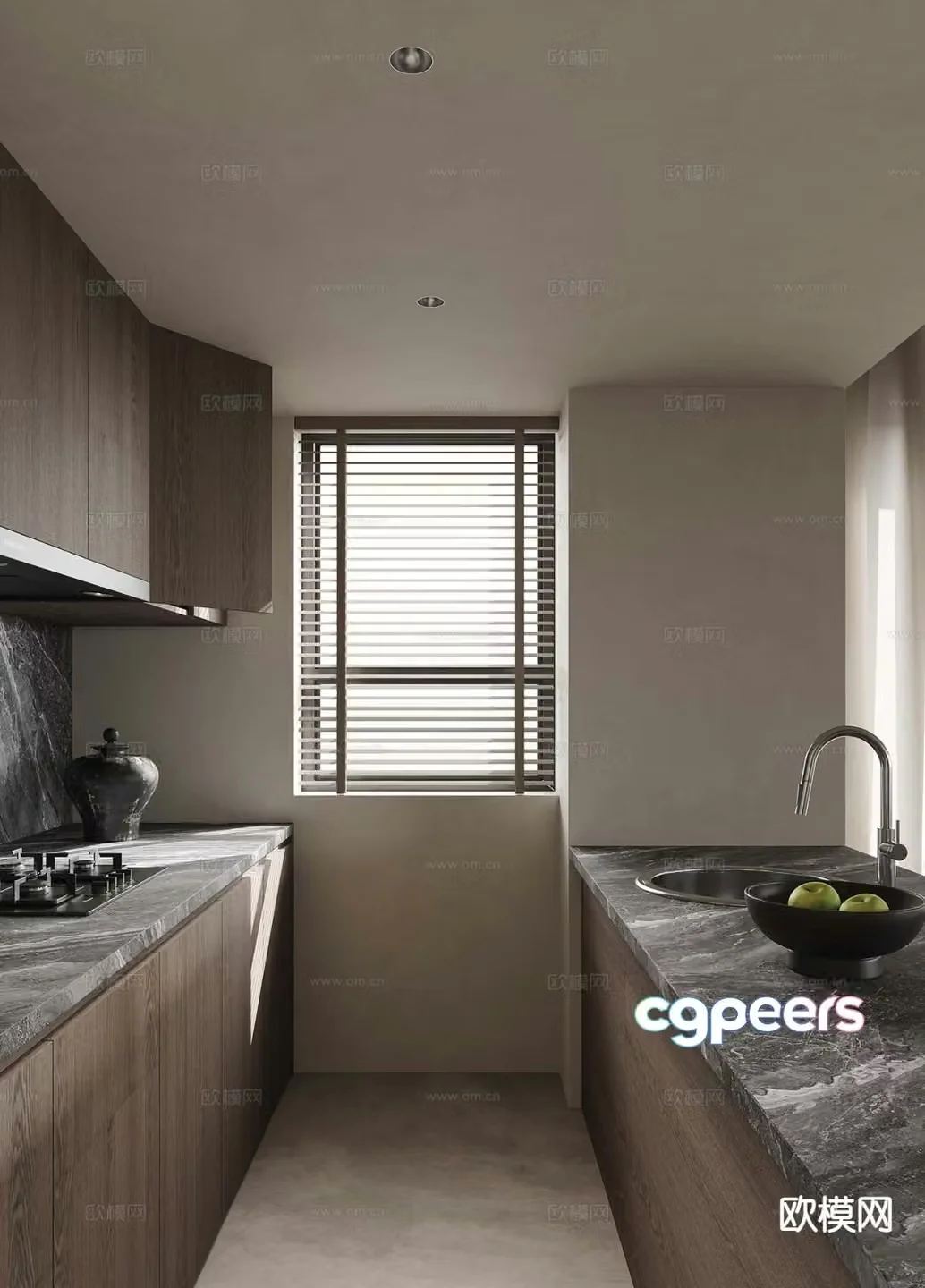 Modern minimalist kitchen 3d model