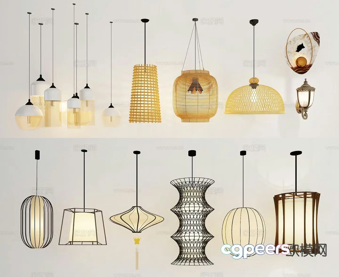 Chinese style chandelier restaurant chandelier 3d model